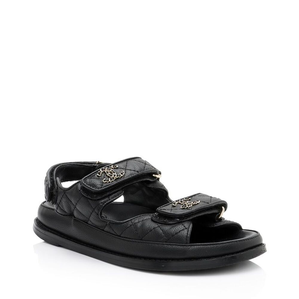Chanel Calfskin Velcro Dad CC Sandals - Size 9 / 39 - FINAL SALE